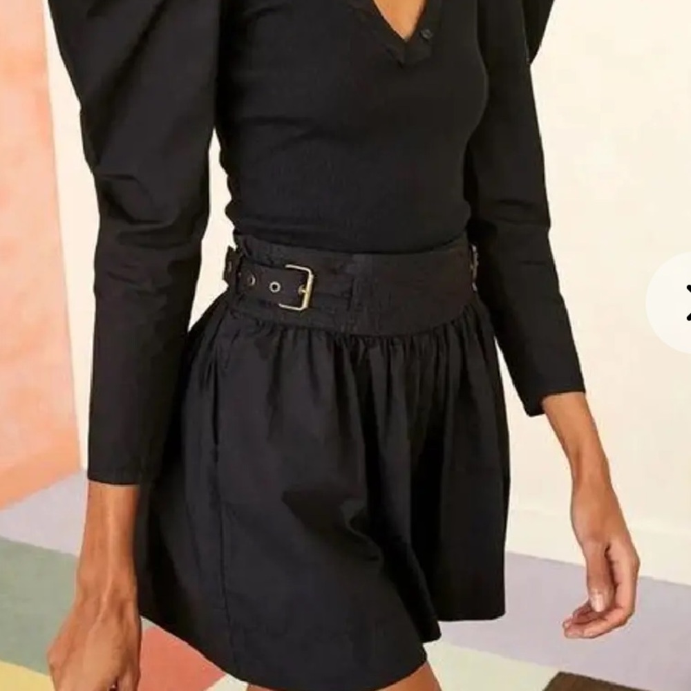 Ulla Johnson Black High-Waist Gathered Shorts